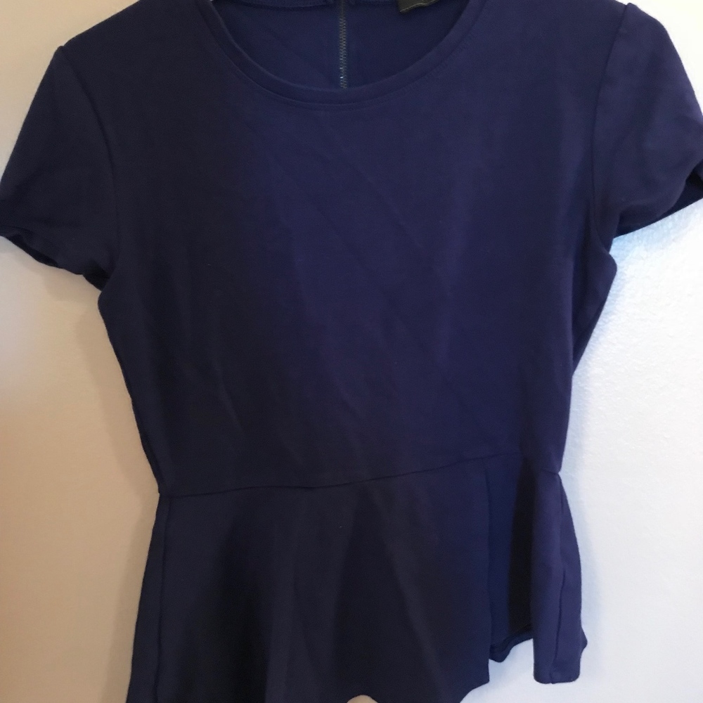 BCBG Blue peplum top